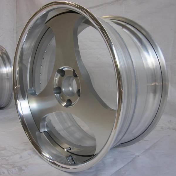 Aftermarket Custom Forged 3-piece wheels Silver Center Polish Rim