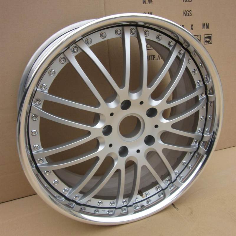 Aftermarket Custom Forged 3-piece wheels Silver Center Polish Rim