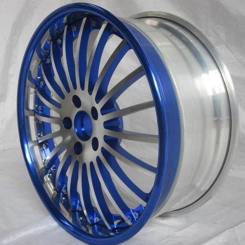 Aftermarket Custom Forged 3-piece wheels 20x9.5J Blue Machine Face Center Rim