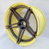 Aftermarket Custom Forged 3-piece wheels 19x9J Brown Center Yellow Rim