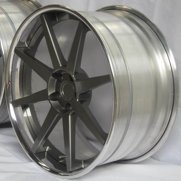 Aftermarket Custom Forged 3-piece wheels Gunmetal Center Polish Rim