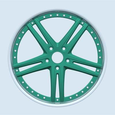 Aftermarket Custom Forged 3-piece wheels Black Green Center Polish Rim