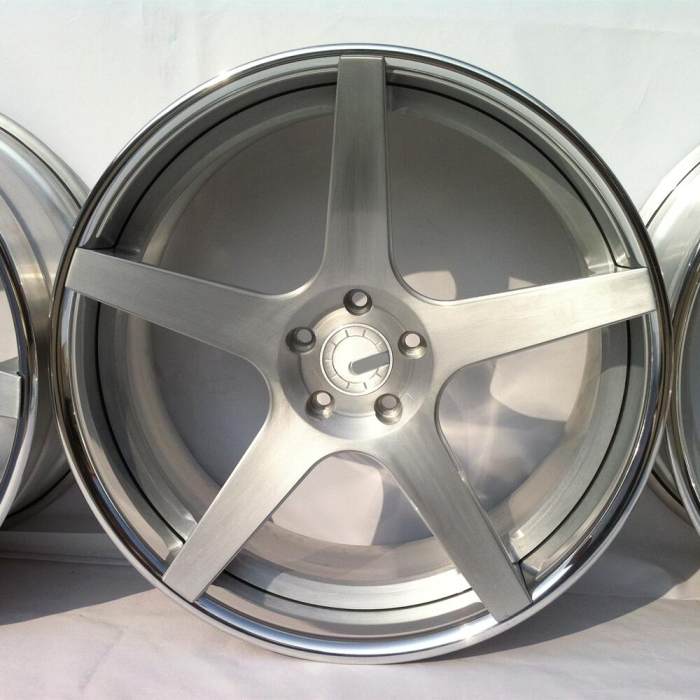 Aftermarket Custom Forged 3-piece wheels Silver Brush Center Polish Rim