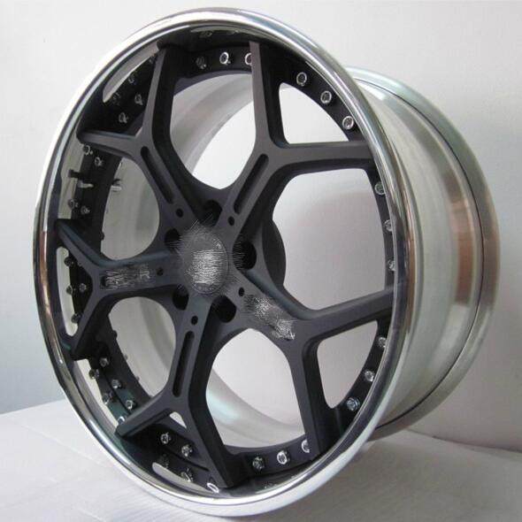 Aftermarket Custom Forged 3-piece wheels Black Center Polish Rim