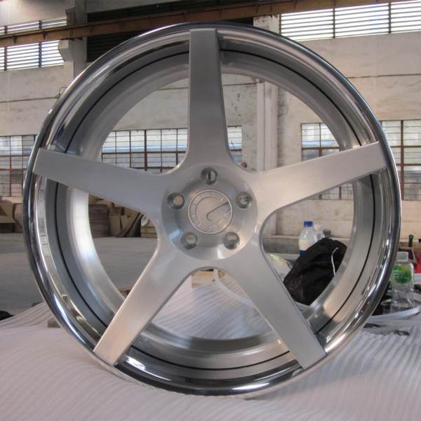 Aftermarket Custom Forged 3-piece wheels Silver Brush Center Polish Rim