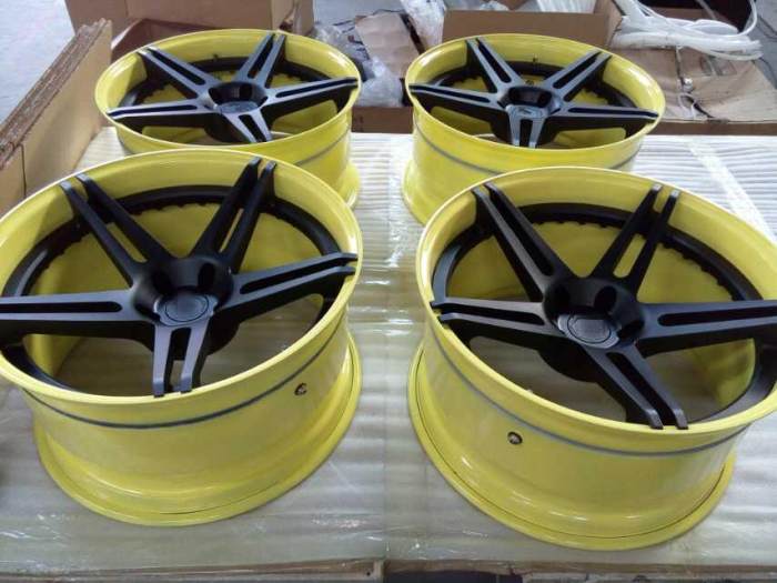 Aftermarket Custom Forged 3-piece wheels Brown Center Yellow Rim