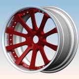 Aftermarket Custom Forged 3-piece wheels 22x10J Red Gun Metal Center Polish Rim