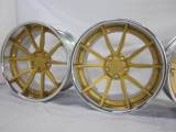 Aftermarket Custom Forged 3-piece wheels 19x10.5J Golden Center Polish Rim