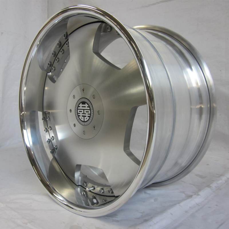 Aftermarket Custom Forged 3-piece wheels Silver Center Polish Rim