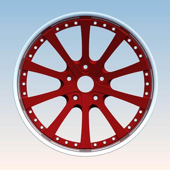 Aftermarket Custom Forged 3-piece wheels Red Gun Metal Center Polish Rim