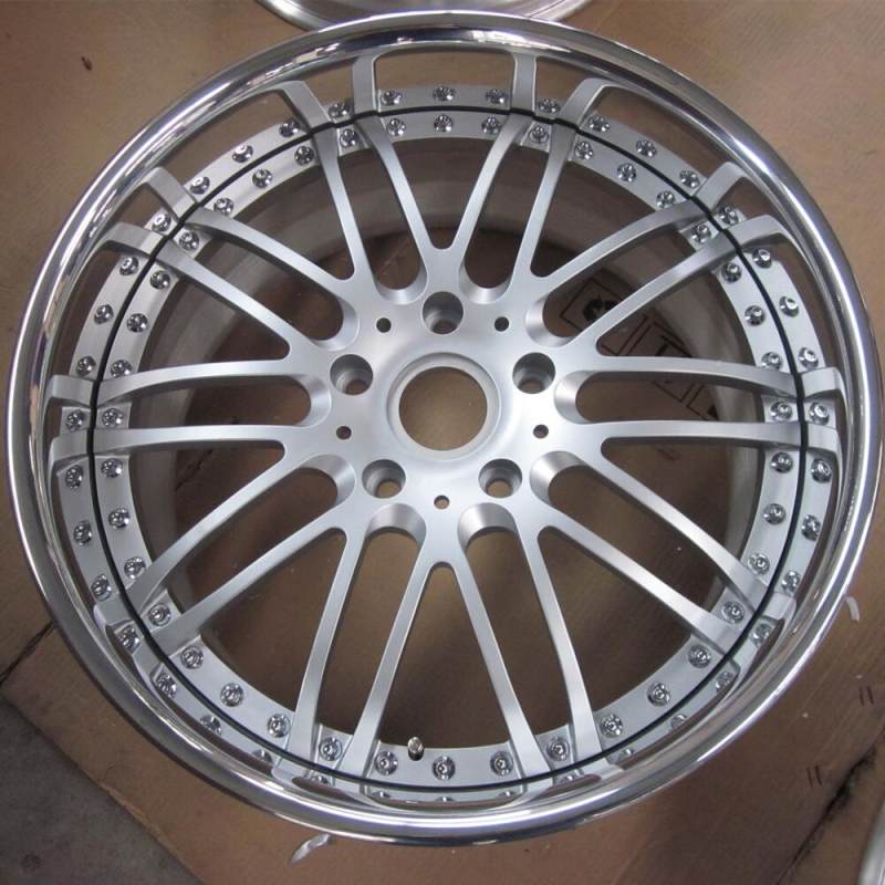 Aftermarket Custom Forged 3-piece wheels 19x11J Silver Center Polish Rim