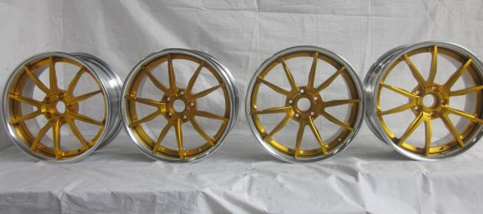 Aftermarket Custom Forged 3-piece wheels Golden Center Polish Rim