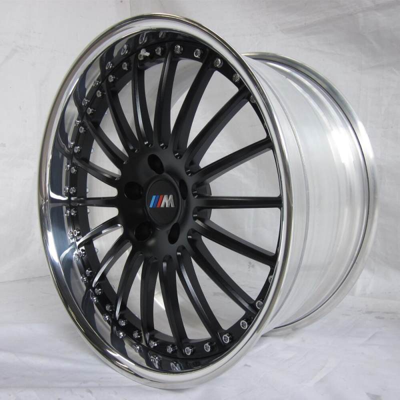 Aftermarket Custom Forged 3-piece wheels 20x10.5J Black Center Polish Rim