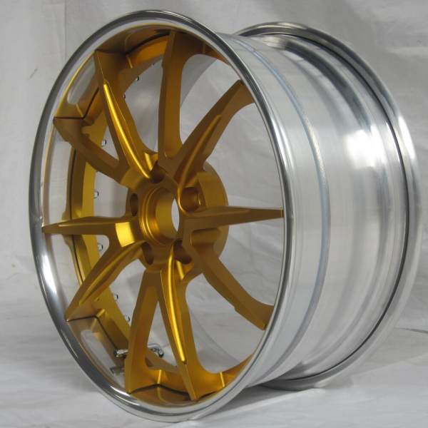 Aftermarket Custom Forged 3-piece wheels Golden Center Polish Rim