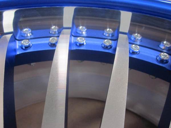 Aftermarket Custom Forged 3-piece wheels Blue Machine Face Center Rim