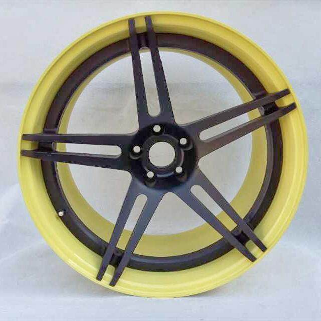 Aftermarket Custom Forged 3-piece wheels Brown Center Yellow Rim