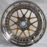 Like BBS Step Lip Style 3-Piece Wheels 18x12J Golden Center Polish Outer Rim
