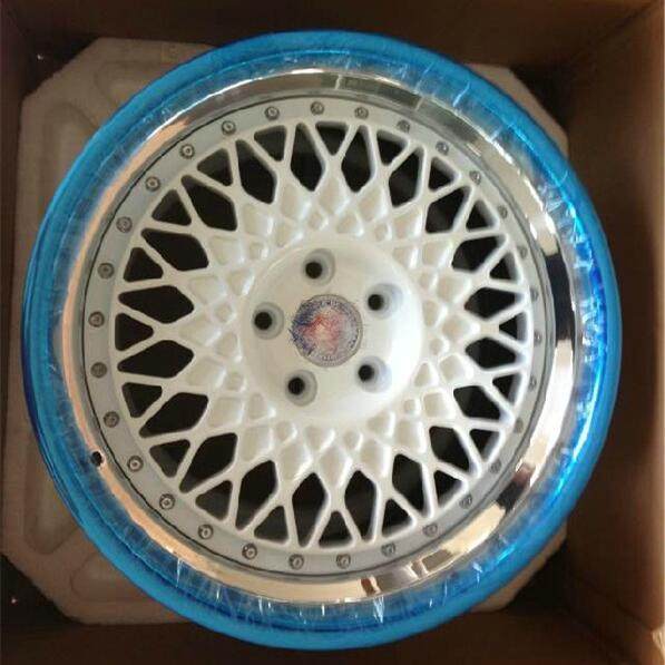 Aftermarket Custom Forged 3-Piece Wheels White Golden Black Center Polish Step Lip