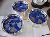 Aftermarket Custom Forged 3-Piece Wheels 18x9.5J Blue Silver Golden Center Polish Step Lip