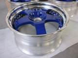 Aftermarket Custom Forged 3-Piece Wheels 18x9.5J Blue Silver Golden Center Polish Step Lip