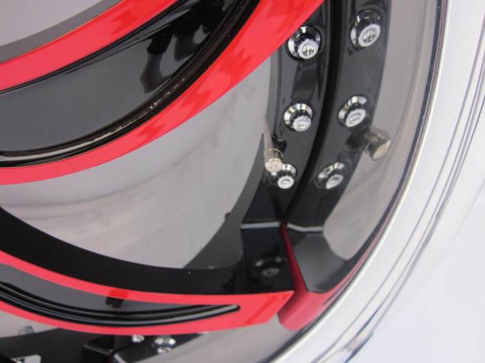 Aftermarket Custom Forged 3-piece wheels Red Black Center Polish Rim