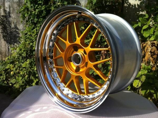 For BBS Step Lip Style 3-Piece Wheels Golden Center Polish Outer Rim