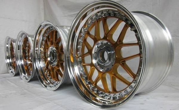 For BBS Step Lip Style 3-Piece Wheels Golden Center Polish Outer Rim