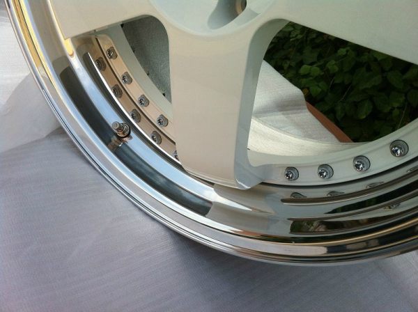 Aftermarket Custom Forged 3-Piece Wheels Blue Silver Golden Center Polish Step Lip