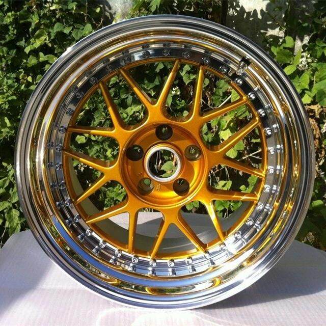 For BBS Step Lip Style 3-Piece Wheels Golden Center Polish Outer Rim