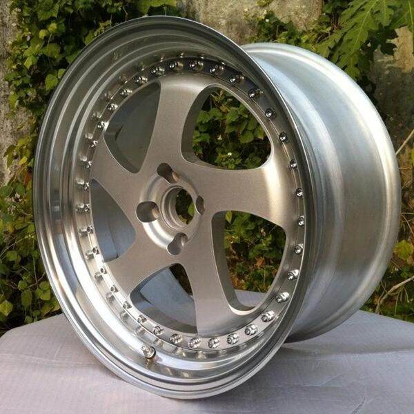 Aftermarket Custom Forged 3-Piece Wheels Blue Silver Center Polish Step Lip