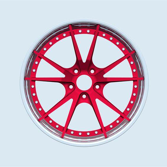Aftermarket Custom Forged 3-Piece Wheels Red Black Center Polish Step Lip