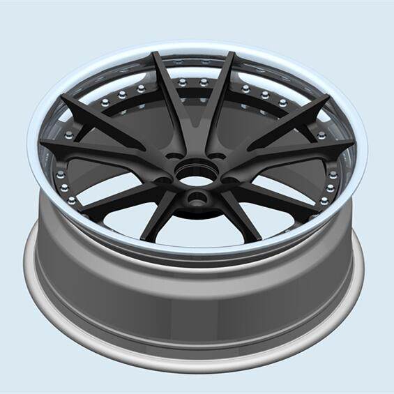 Aftermarket Custom Forged 3-Piece Wheels Red Black Center Polish Step Lip