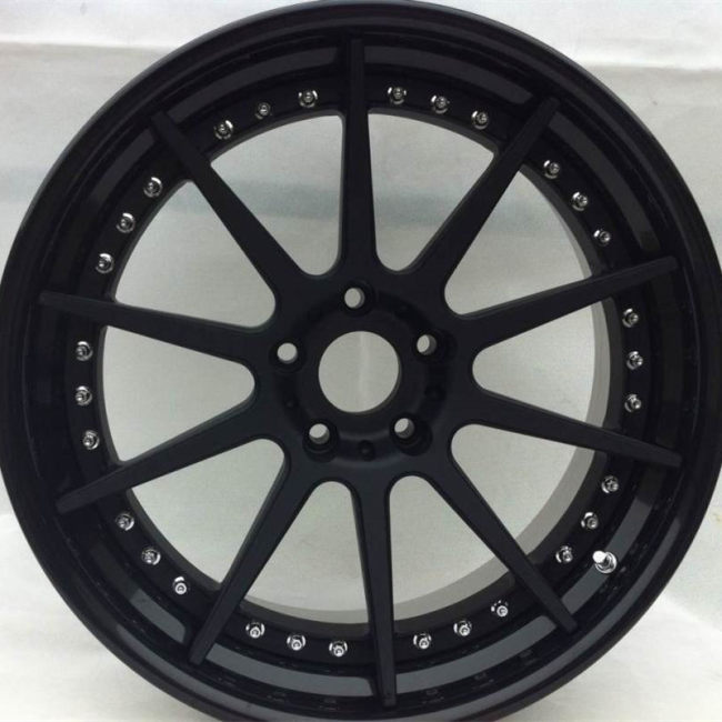 Aftermarket Custom Forged 3-Piece Wheels Black Center Black Step Lip