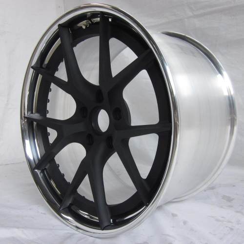 Aftermarket Custom Forged 3-Piece Wheels Black Center Polish Step Lip