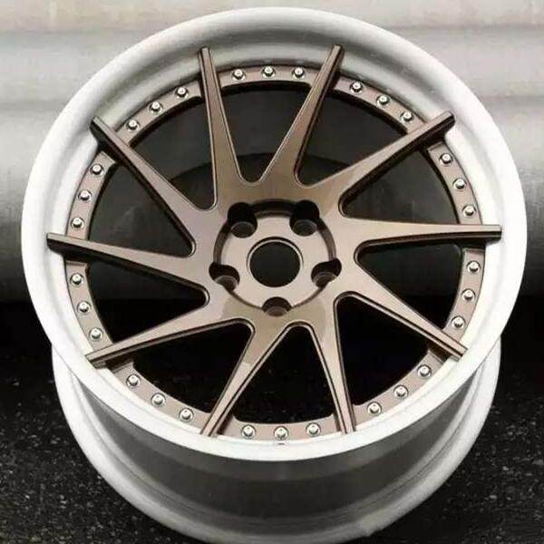 Aftermarket Custom Forged 3-Piece Wheels Brown Center Brush Step Lip
