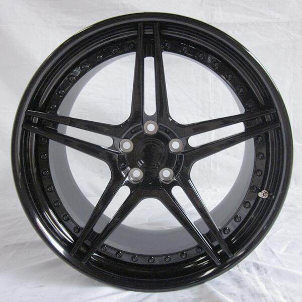Aftermarket Custom Forged 3-piece wheels 20x12.5J Black Center Black Step Lip