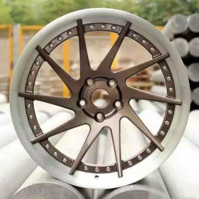 Aftermarket Custom Forged 3-Piece Wheels Brown Center Brush Step Lip
