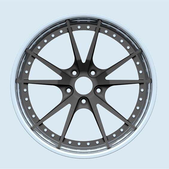 Aftermarket Custom Forged 3-Piece Wheels Red Black Center Polish Step Lip