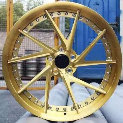 Aftermarket Custom Forged 3-Piece Wheels Golden Center Golden Step Lip