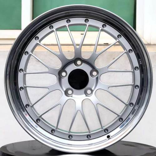 For BBS LM Step Lip Style 3-Piece Wheels Silver Center Polish Outer Rim