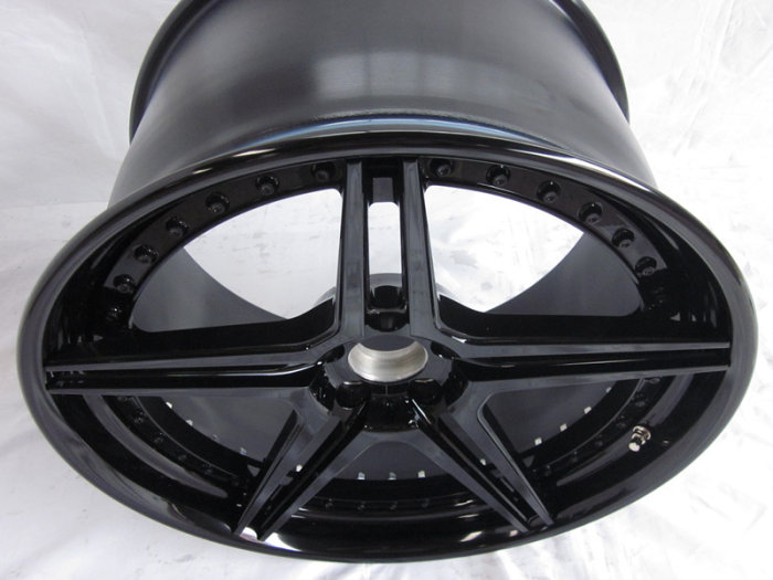 Aftermarket Custom Forged 3-piece wheels Black Center Black Step Lip