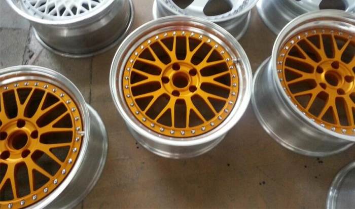 For BBS Step Lip Style 3-Piece Wheels Golden Center Polish Outer Rim