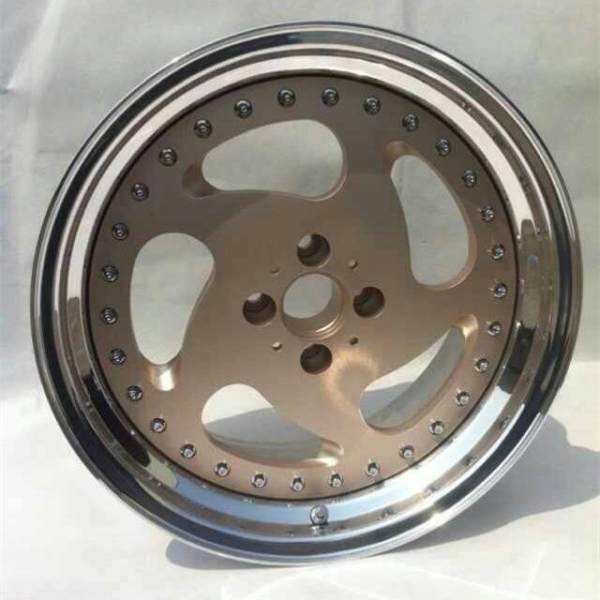 Aftermarket Custom Forged 3-Piece Wheels Golden Center Polish Step Lip