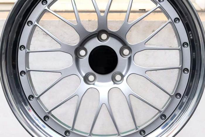 For BBS LM Step Lip Style 3-Piece Wheels Silver Center Polish Outer Rim