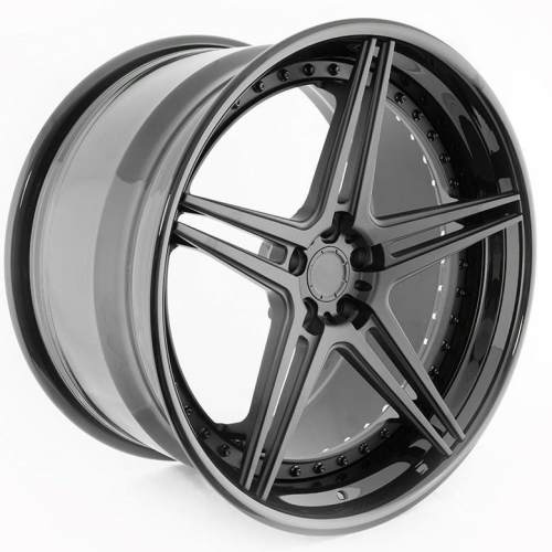 Aftermarket Custom Forged 3-piece wheels Black Center Black Step Lip