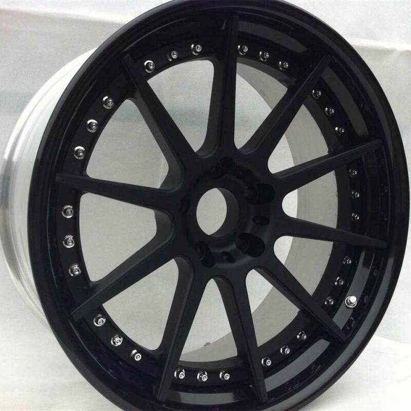 Aftermarket Custom Forged 3-Piece Wheels Black Center Black Step Lip