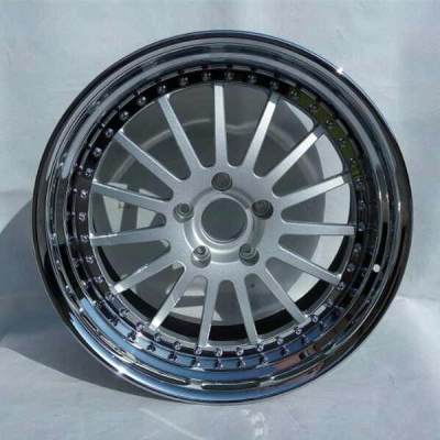 Aftermarket Custom Forged 3-Piece Wheels Silver Center Polish Step Lip