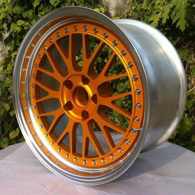 For BBS Step Lip Style 3-Piece Wheels Golden Center Polish Outer Rim