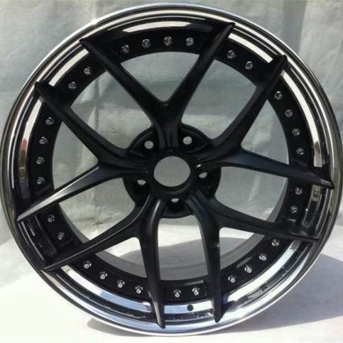 Aftermarket Custom Forged 3-Piece Wheels Black White Center Polish Step Lip