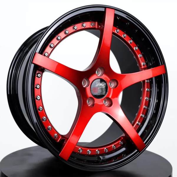 Aftermarket Custom Forged 3-Piece Wheels Red Center Polish Step Lip
